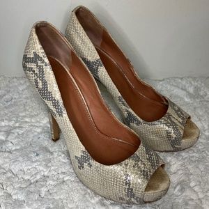 Vince Camuto Platform Silver Snake Heels